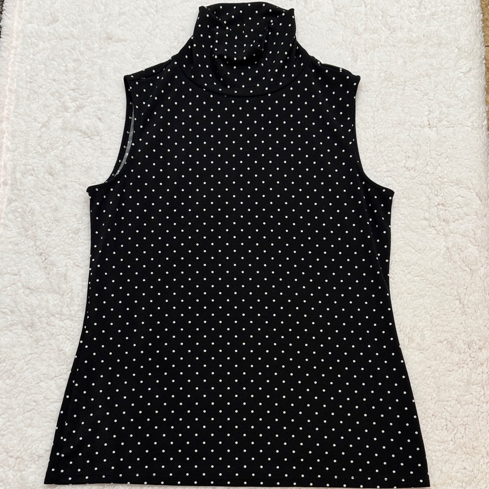 Riley & Rae Black and White Polka Dot Sleeveless Top